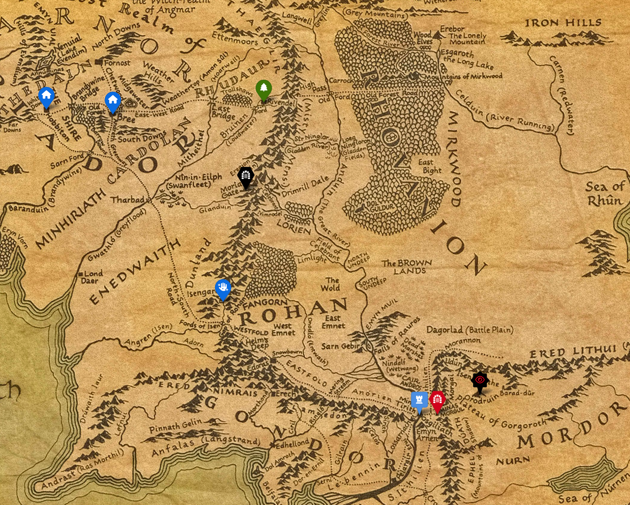Screenshot of a map with pins